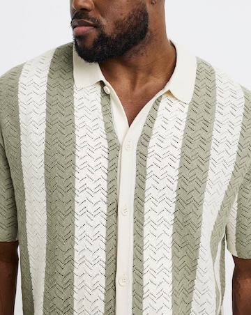 Jack & Jones Tyler Stripe Knitted Polo - Cream/Green