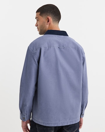 Tommy Jeans Canvas Cord Collar Overshirt - Blue