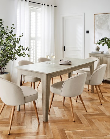 Charlotte Dining Table with 6 Emilie Fabric Chairs