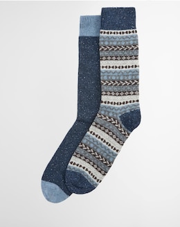 Barbour Fair Isle Sock 2 Pack - Midnight Oak