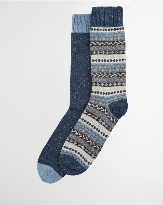 Barbour Fair Isle Sock 2 Pack - Midnight Oak