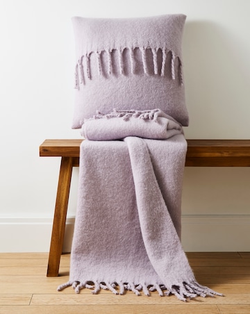 Faux Mohair Fringed Throw - Lilac