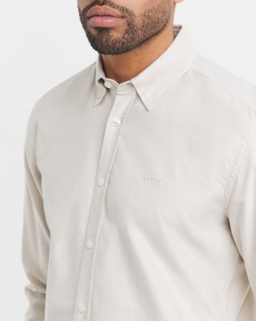 Boss Long Sleeve Open Collar Shirt - Beige