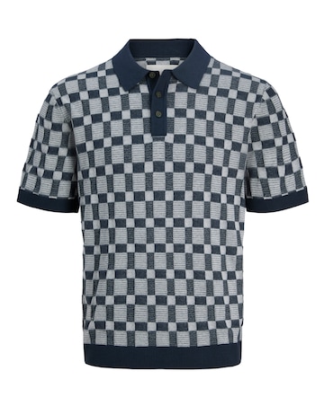 Jack & Jones Premium Alvin Pattern Knitted Polo - Navy