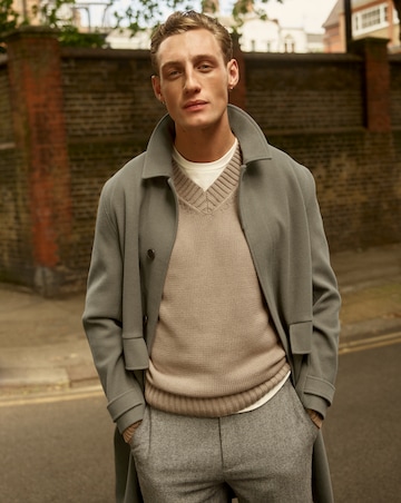 Faux Wool Mac with Cuff Tabs