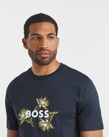 BOSS Short Sleeve Floral Graphic T-Shirt - Navy