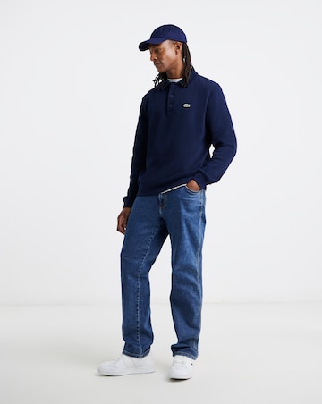 Lacoste Button Collar Sweatshirt - Navy
