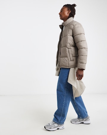 Neutral Square Quilt Puffer Jacket