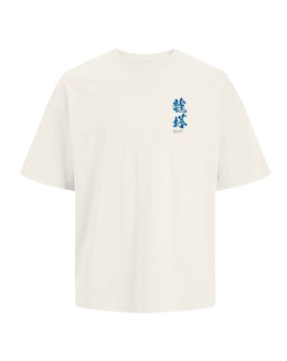 Jack & Jones Dragon Oriental Back Graphic T-Shirt - Cream