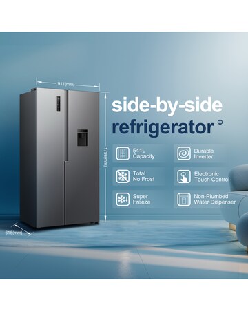 Fridgemaster MS91558DES NonPlumbed Total No Frost American Fridge Freezer Silver