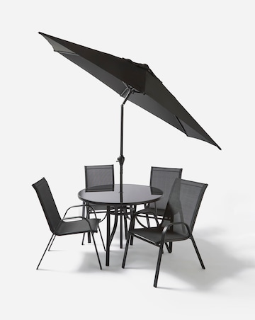 Malaga 4 Seater Dining Set with Parasol