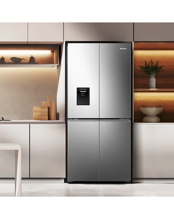 Hisense RQ5P470SMIE 80cm American 4 Door Fridge Freezer - Black