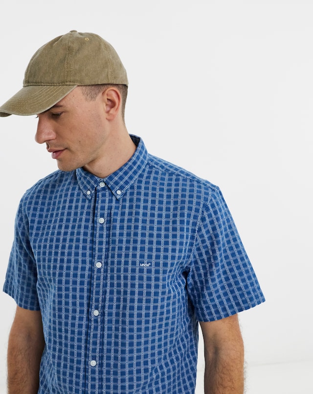 Levi's Short Sleeve Authentic Button Down Dobby Shirt - Indigo