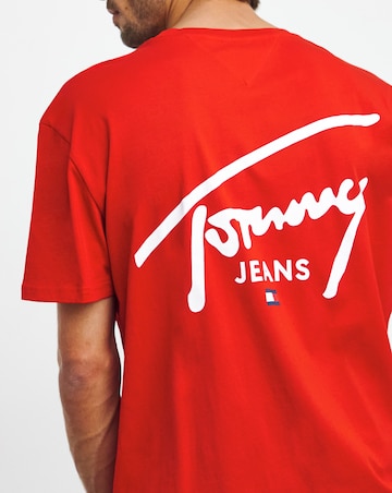 Tommy Jeans Signature Print T-Shirt Crimson