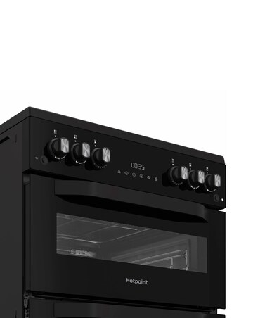 Hotpoint HDG6GDCB1 60cm Gas Double Cooker with Glass Lid - Black