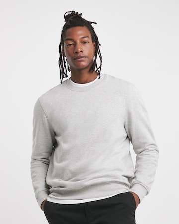 Crew Neck Sweatshirt Long- Grey Marl