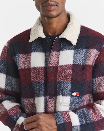 Tommy Jeans Check Teddy Collar Overshirt - Navy