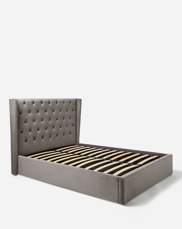 Allegra Winged Velvet Ottoman Bedframe