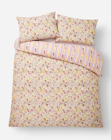 Emmie Floral Stripe Cotton Blend Reversible Duvet Cover Set