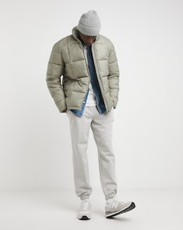 Neutral Square Quilt Puffer Jacket