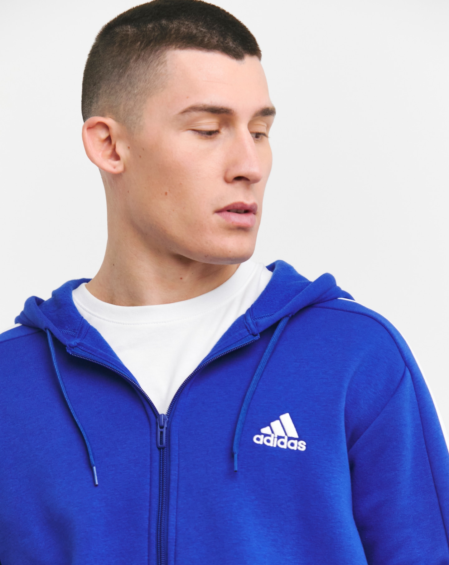 adidas Stripes Fleece Full Zip Hoodie Jacamo