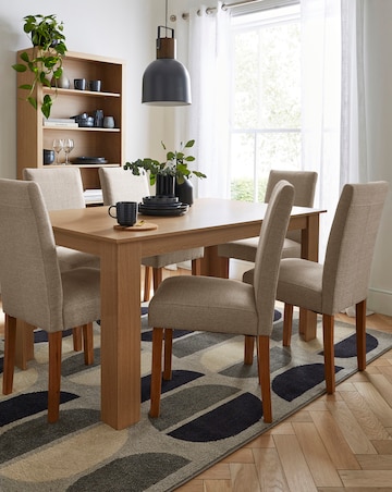 Dakota Large Dining Table with 6 Ava Fabric Chairs