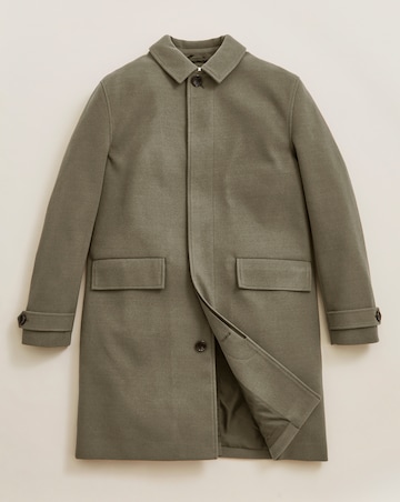 Faux Wool Mac with Cuff Tabs