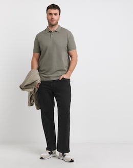 Pure Cotton Pique Polo Long- Light Khaki