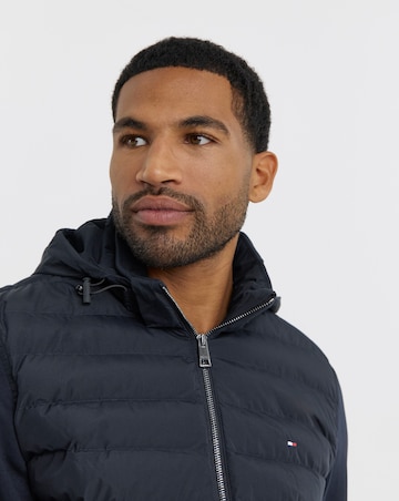Tommy Hilfiger Mix Media Hooded Zip Through Jacket - Navy