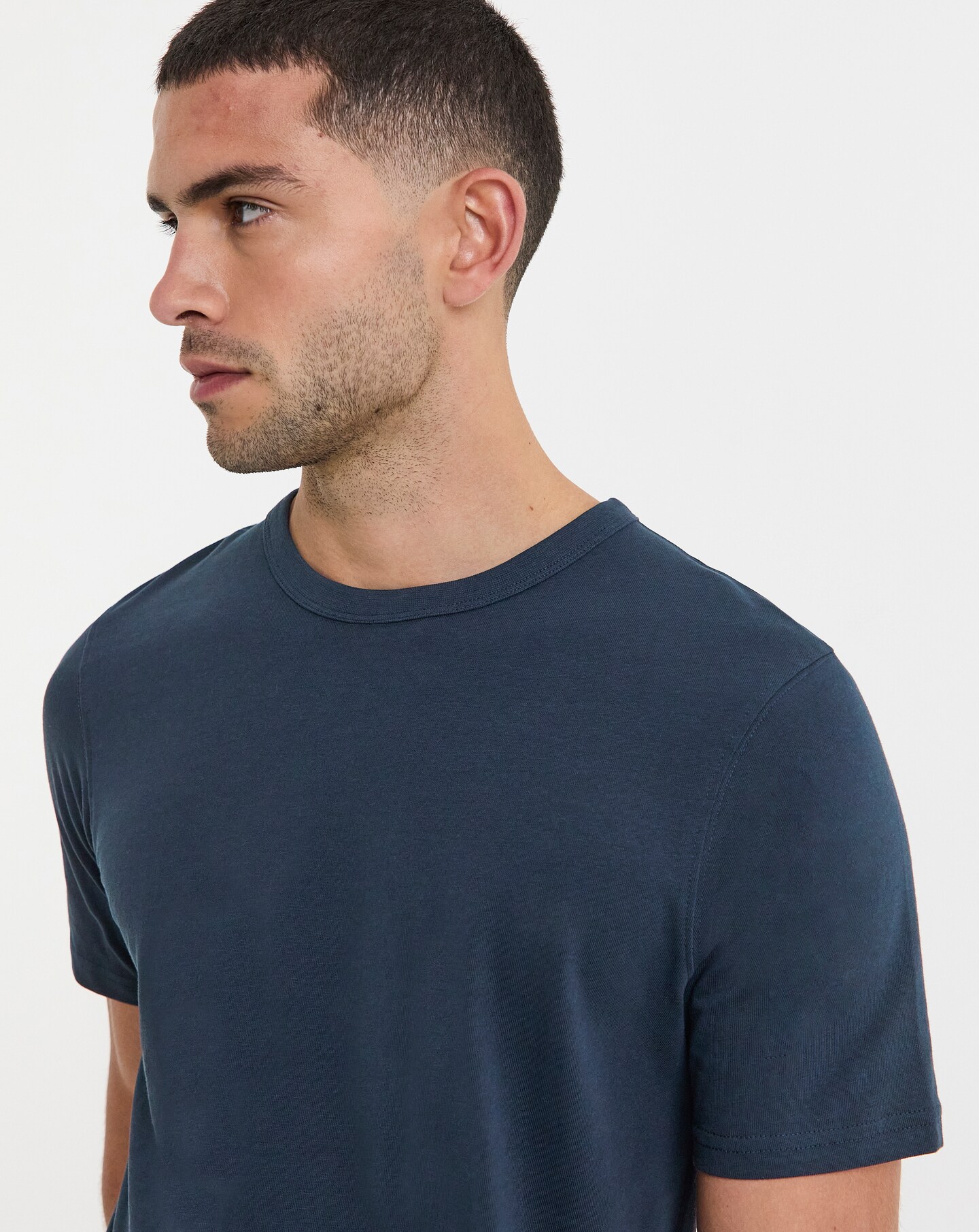 Heavyweight Crew Neck T-Shirt Long Length- Navy