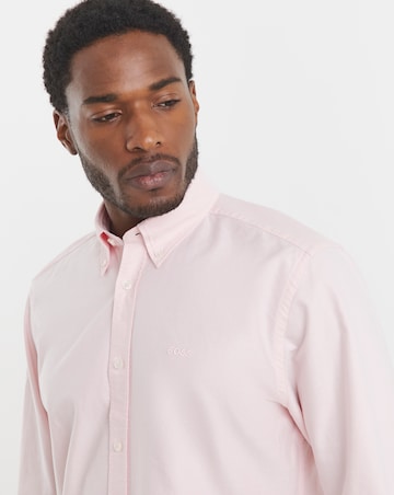BOSS Long Sleeve Oxford Shirt in Pink
