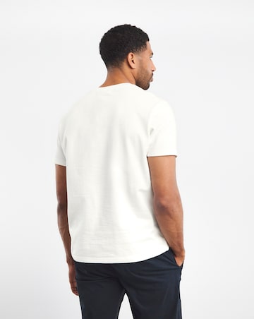 Textured Crew Neck T-Shirt- Ecru