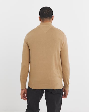 Tommy Hilfiger Essential Cotton Zip Through Knit - Brown