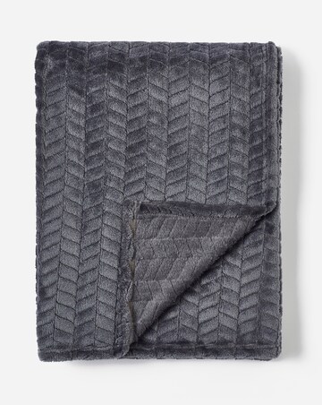 Embossed Jacquard Fleece Throw - Charcoal