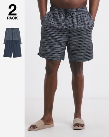 2 Pack Geo Print Swim Shorts Long