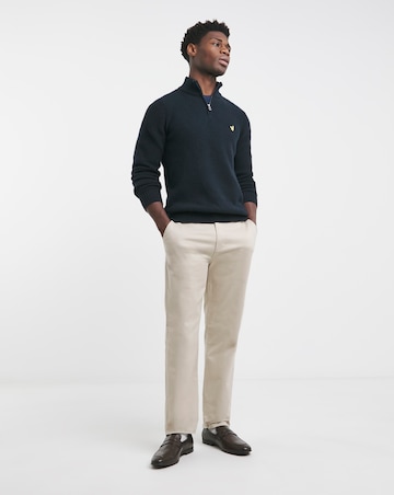Lyle & Scott Navy 1/4 Zip Shackers Stitch Jumper