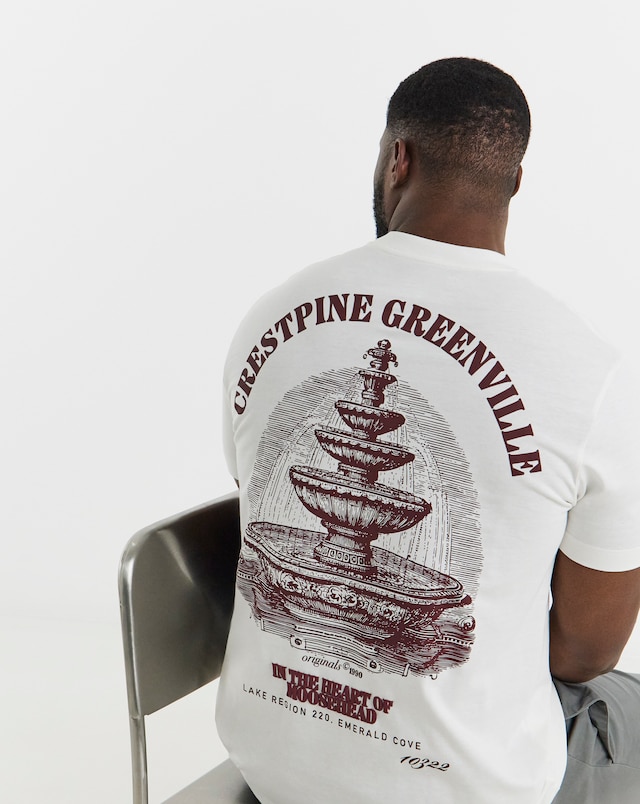 JACK & JONES Greenville Fountain Back Graphic T-Shirt - White