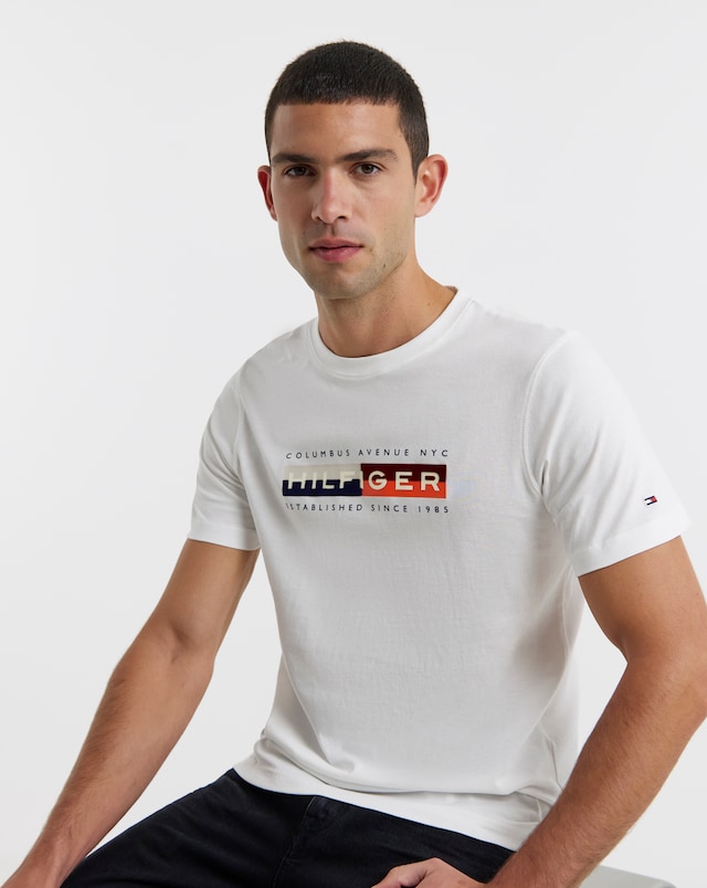 Tommy Hilfiger Short Sleeve Colour Block Graphic T-Shirt - White