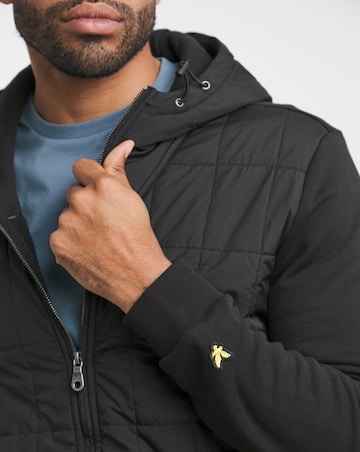 Lyle & Scott Black Hybrid Quilted Zip Through Hoodie