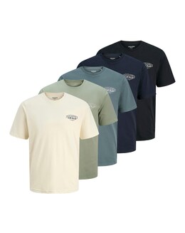 Jack &amp; Jones Makoto 5 Pack T-Shirt - Antique White