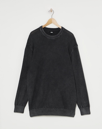 Grey Pigment Dyed Slouch Knitted Jumper