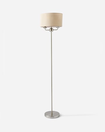 Fulford Brushed Silver & Linen Shade Floor Lamp