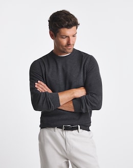 Barbour Pima Cotton Crew Neck Sweater - Charcoal