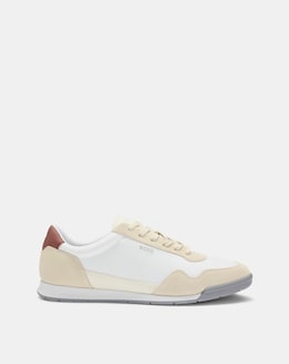BOSS Titanium Suede &amp; Leather Trainer - White