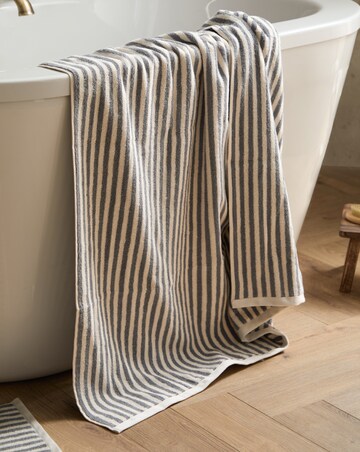 Yard Hebden Stripe Cotton Towel - Grey