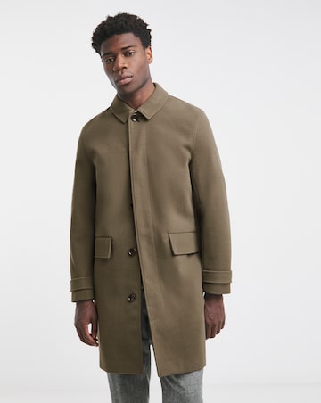 Faux Wool Mac with Cuff Tabs