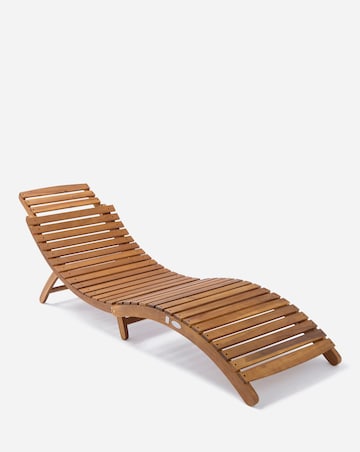 Charles Bentley Folding Curved Wooden Sun Lounger