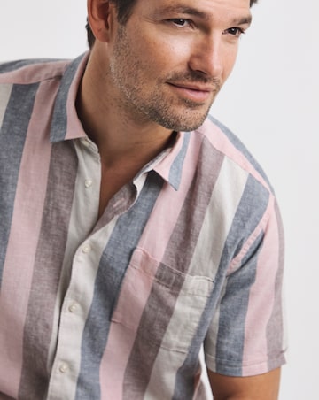 Barbour Portwell Short Sleeve Stripe Summer Fit Shirt - Pink