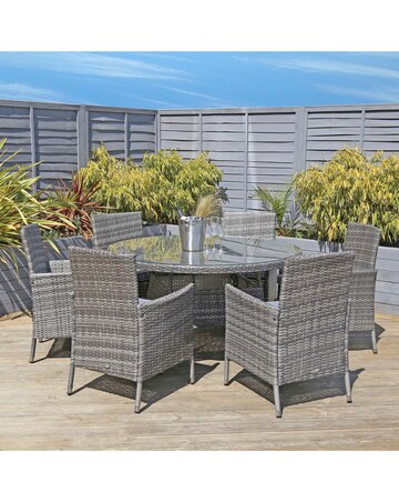 Charles Bentley 6 Seater Round Rattan Dining Set