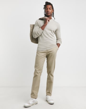 Stone Merino Wool V Neck Jumper